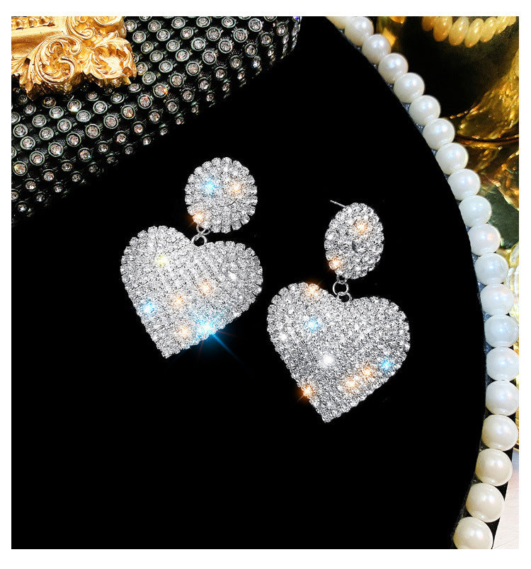 Full Diamond Love Earrings | Gold & Silver Luxury Pearl Stud Earrings for Women