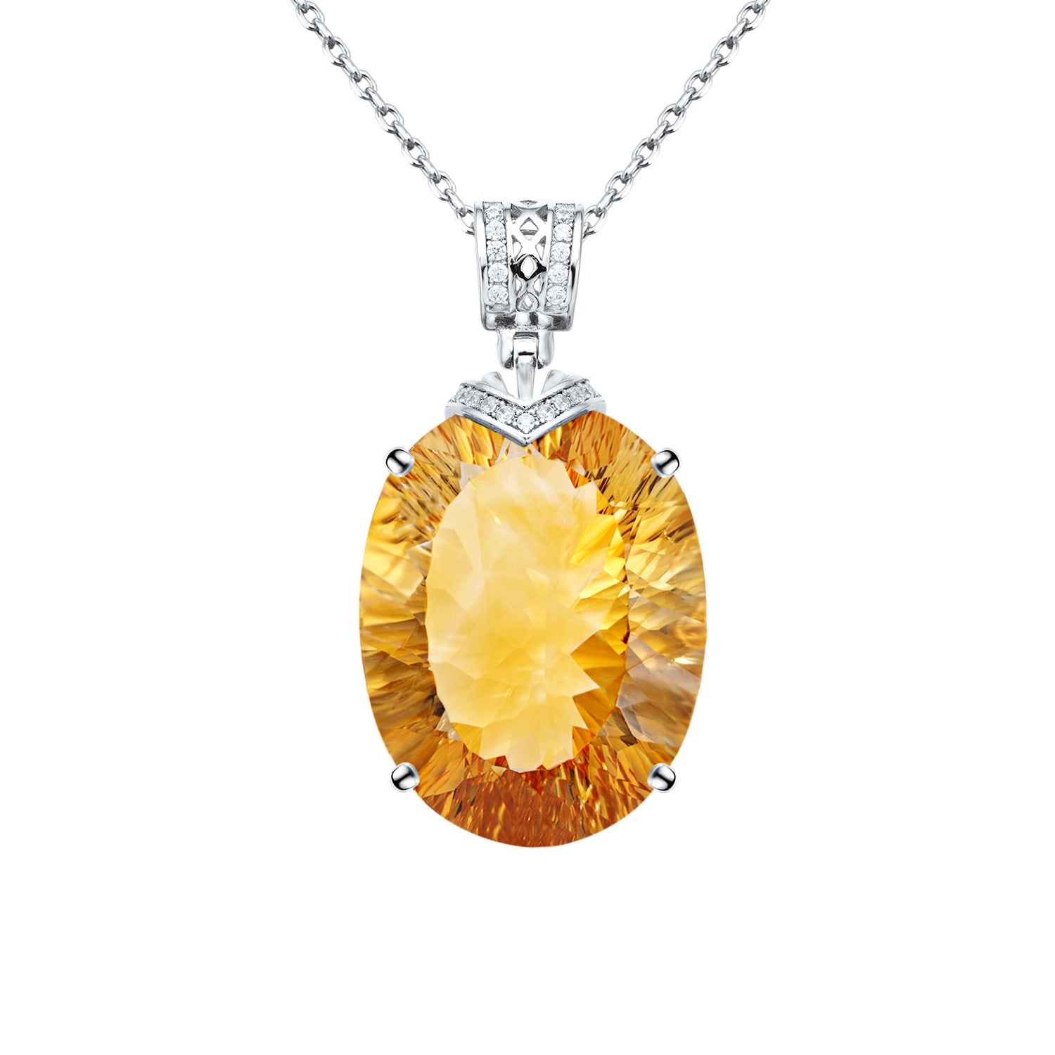 Natural Topaz Crystal Geometric Pendant 925 Sterling Silver Luxury Necklace