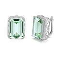 Natural Green Crystal 20.65ct Geometric 925 Sterling Silver Luxury Earrings