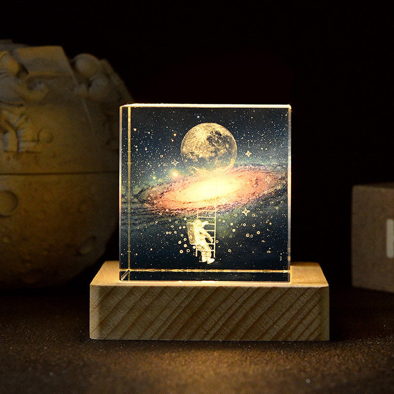 Crystal Moon Astronaut Lamp — Luxury K9 Crystal