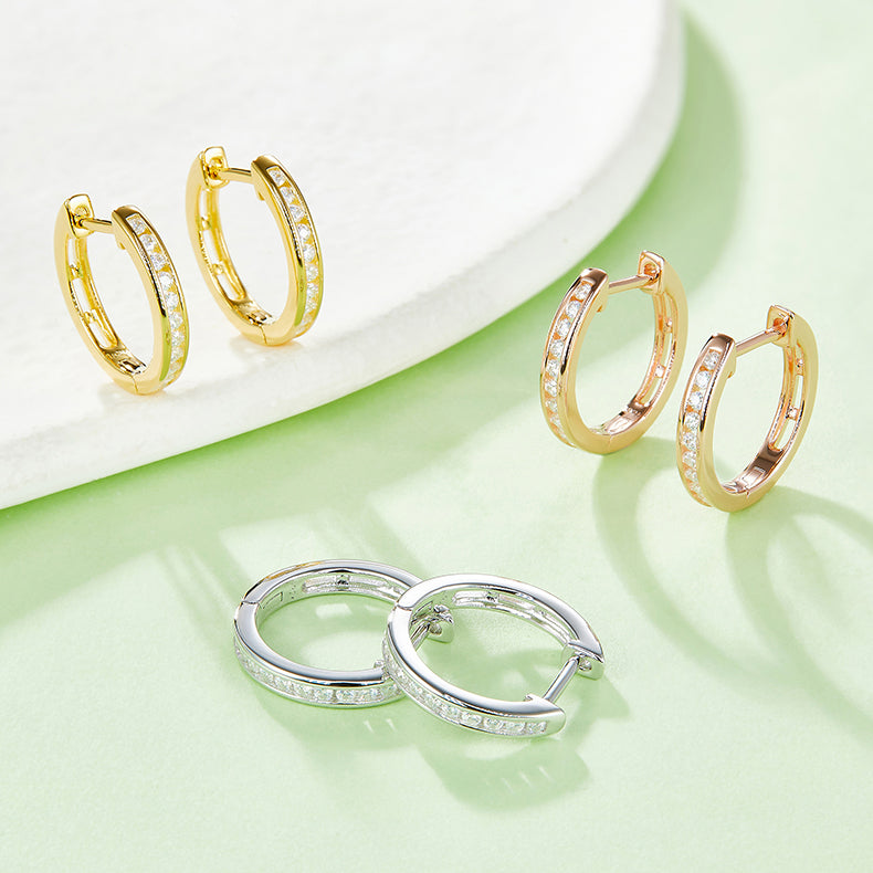 Moissanite Stud Earrings – Set of 2 | Gold, Platinum & Rose Gold