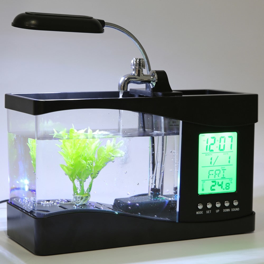 Luxury Mini Aquarium Desk Companion — 5-in-1 Smart Organiser
