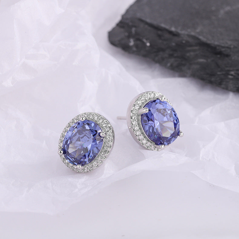 Heart of the Sea – 925 Sterling Silver Pigeon Egg Blue Zircon Luxury Earrings