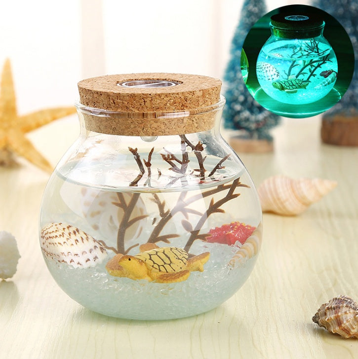 Ocean Dream Bottle — Luxury Luminous Glass Eco Terrarium