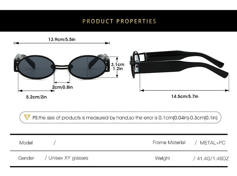 Vintage Oval Sunglasses — Retro Metal Frame | Gold, Silver & Black | European Elegance