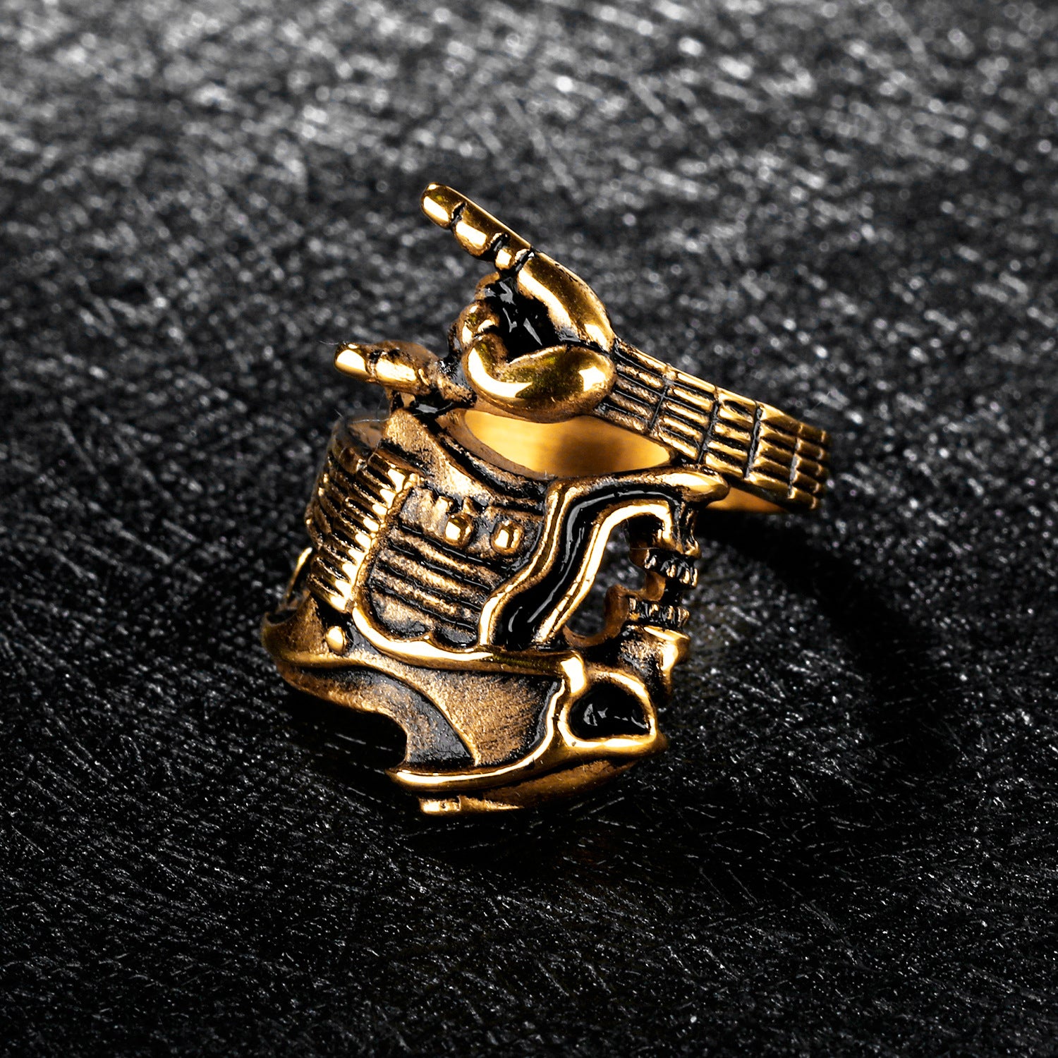 Rock Hip-Hop Skull Titanium Steel Men's Ring | Gold & Steel Luxury