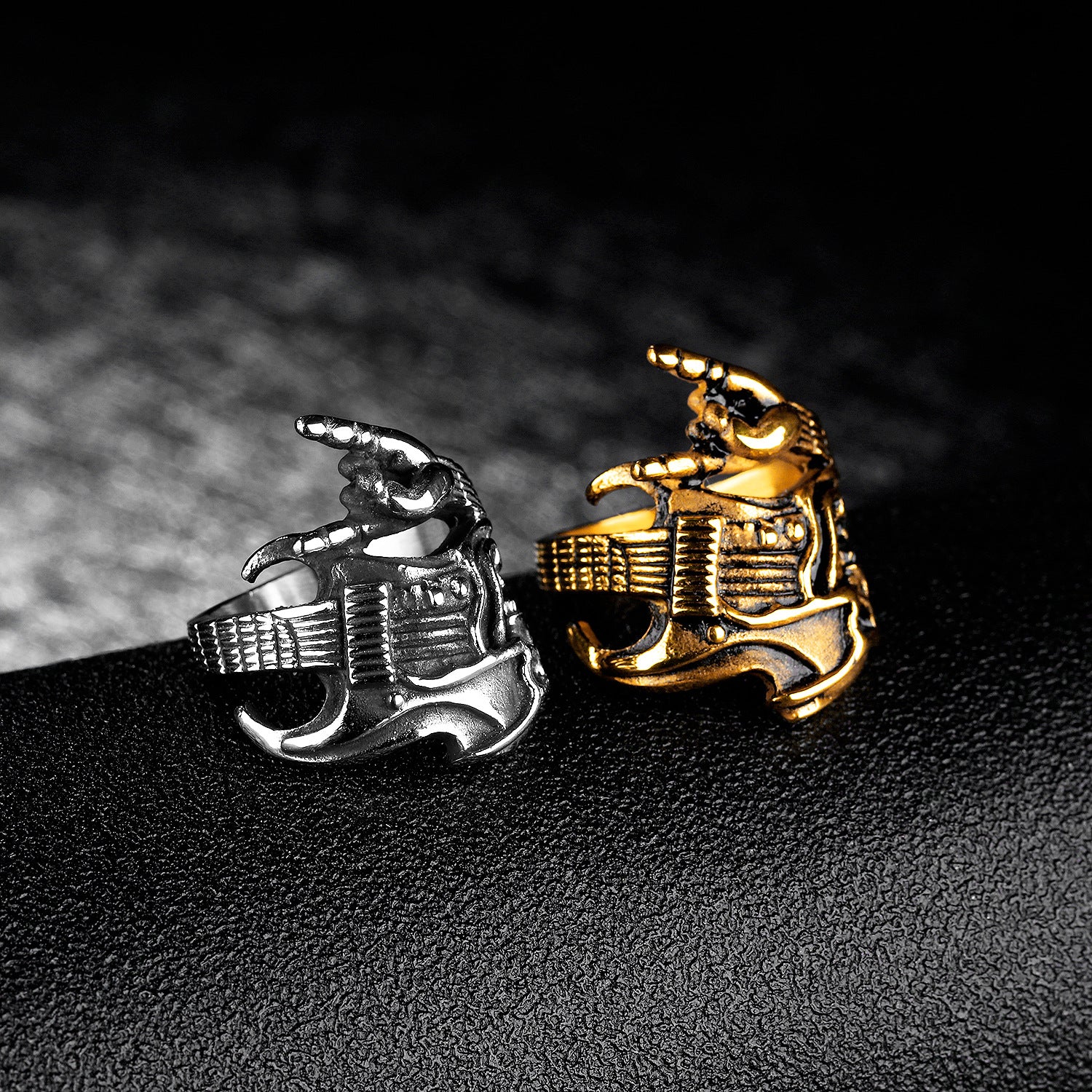 Rock Hip-Hop Skull Titanium Steel Men's Ring | Gold & Steel Luxury