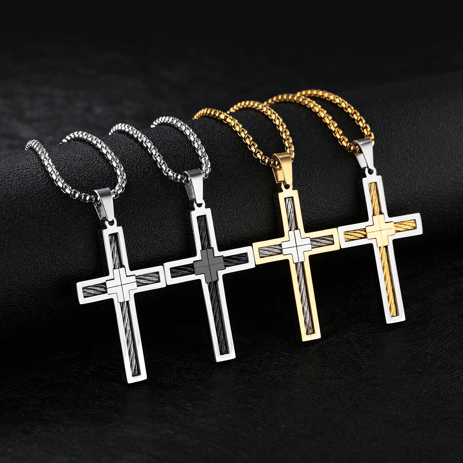 Titanium Steel Wire Cross Necklace | Luxury Men's Jewelry