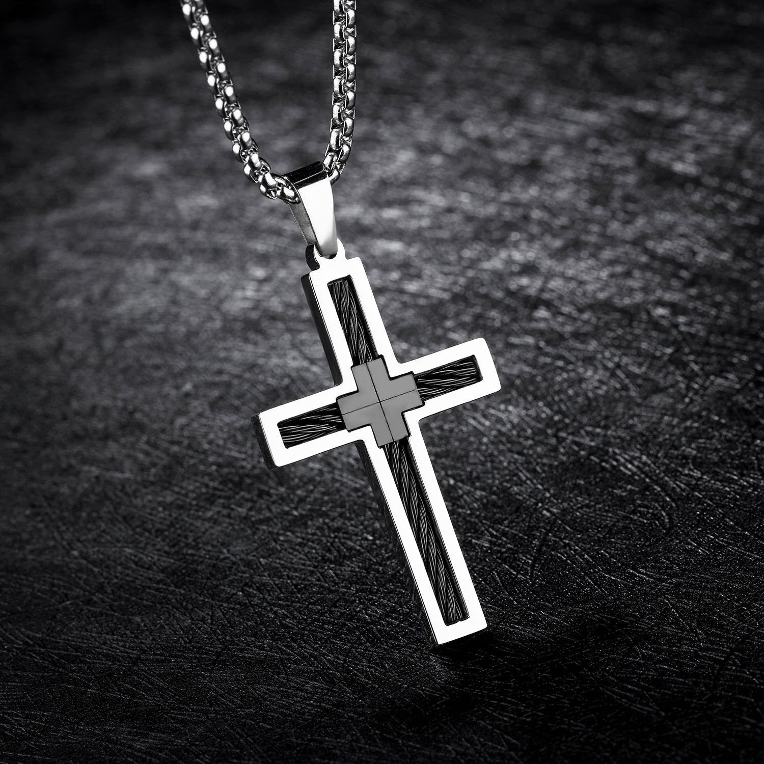 Titanium Steel Wire Cross Necklace | Luxury Men's Jewelry