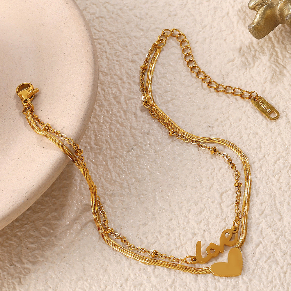 Double Layer Heart Anklet — Minimalist Luxury