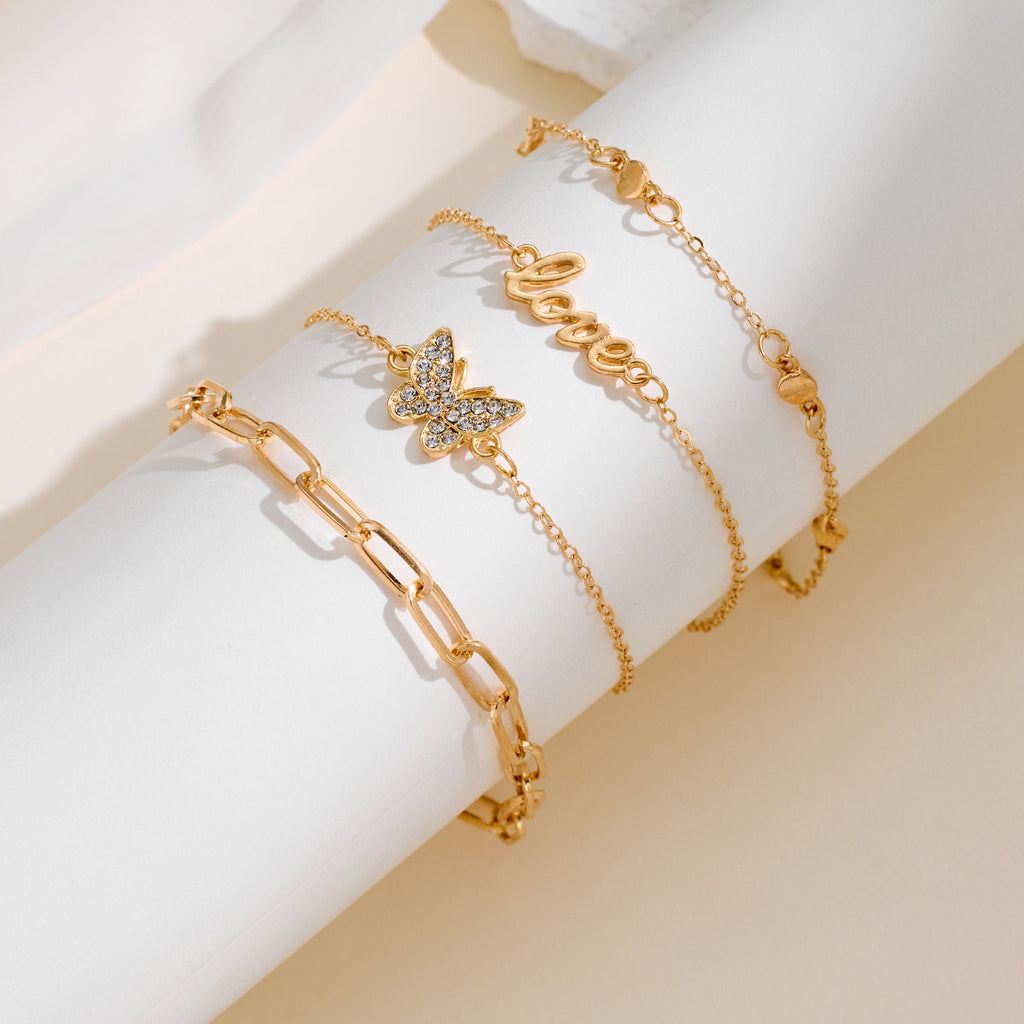 Luxury Gold Anklet Set | 4-Piece Geometric Beach Jewellery