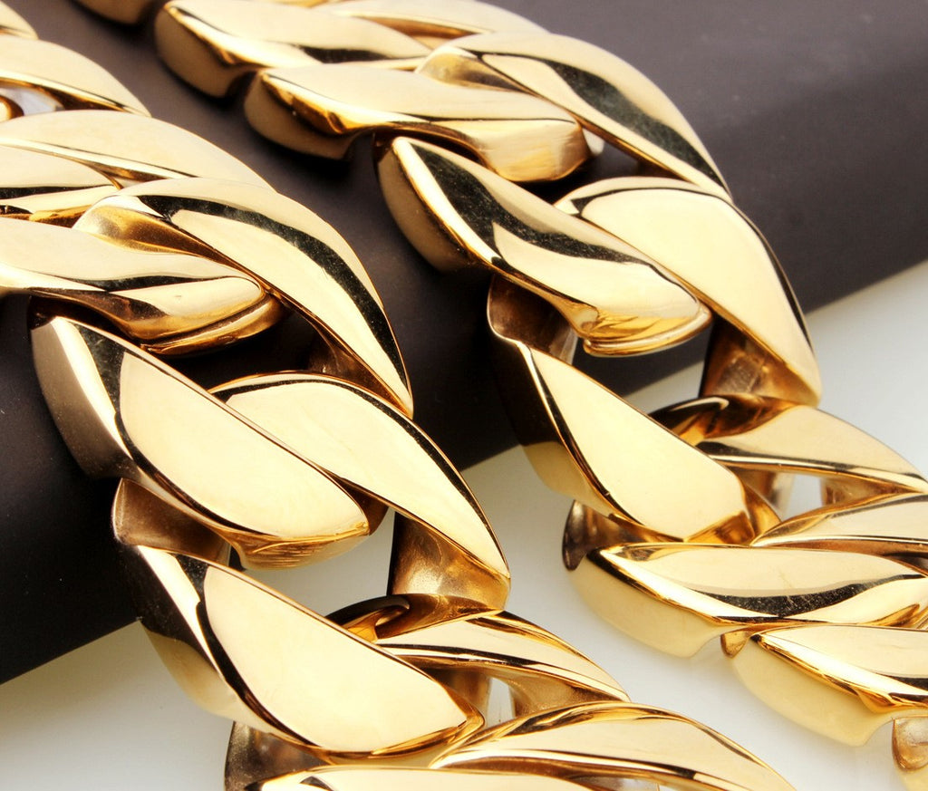 Men's Titanium Steel Whip Chain Necklace | Gold Luxury Jewelry