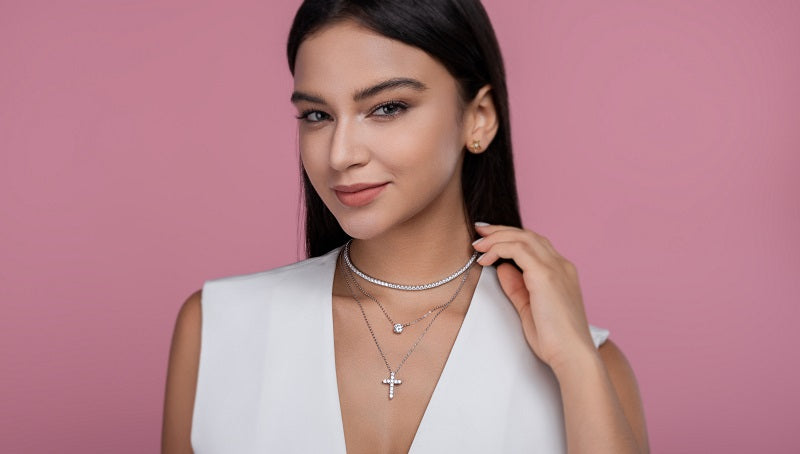 Moissanite Jewelry Set — S925 Silver with Platinum Plating