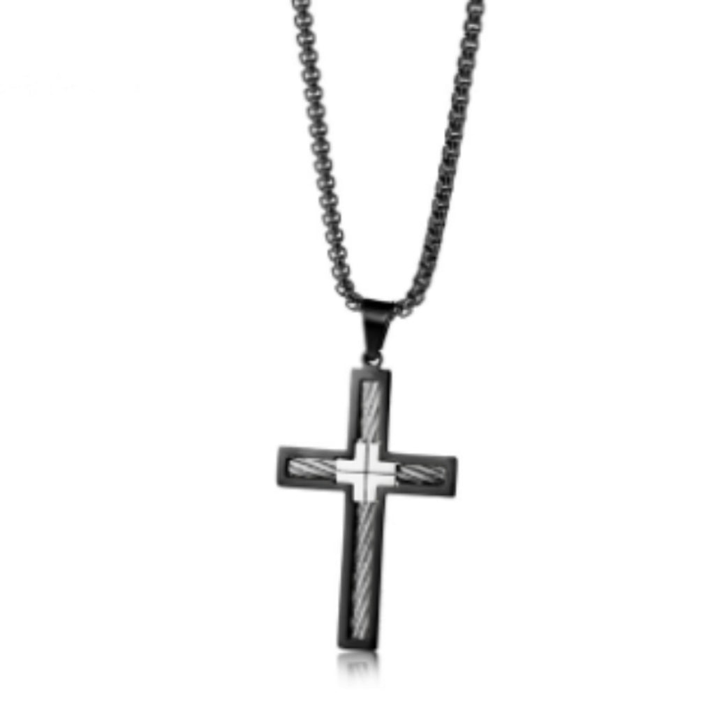 Titanium Steel Wire Cross Necklace | Luxury Men's Jewelry