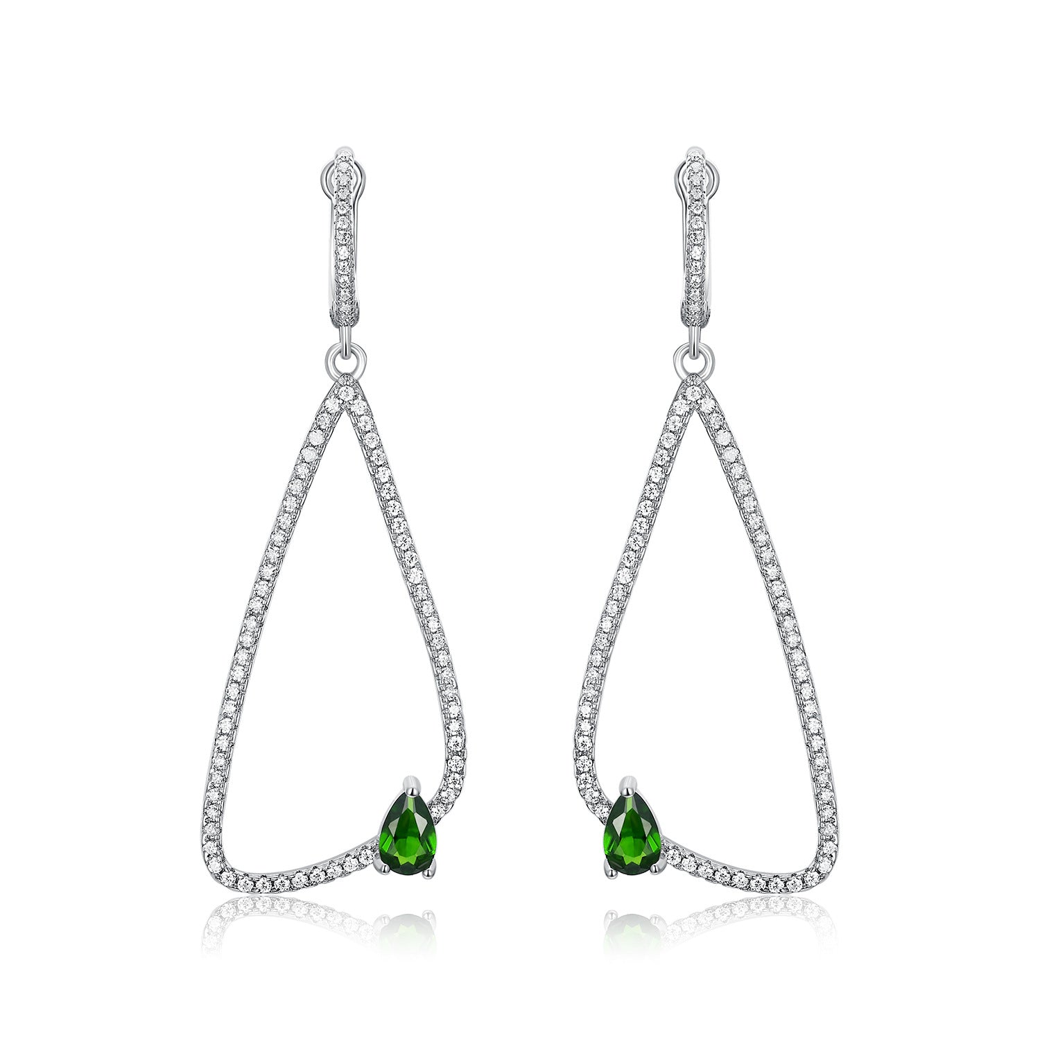 Forest Gem – 925 Sterling Silver Platinum Gold Natural Diopside Luxury Earrings
