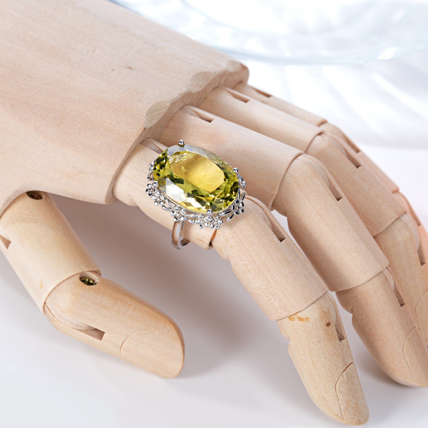 Natural Citrine Lemon Crystal 16x22mm Geometric 925 Sterling Silver Luxury Ring