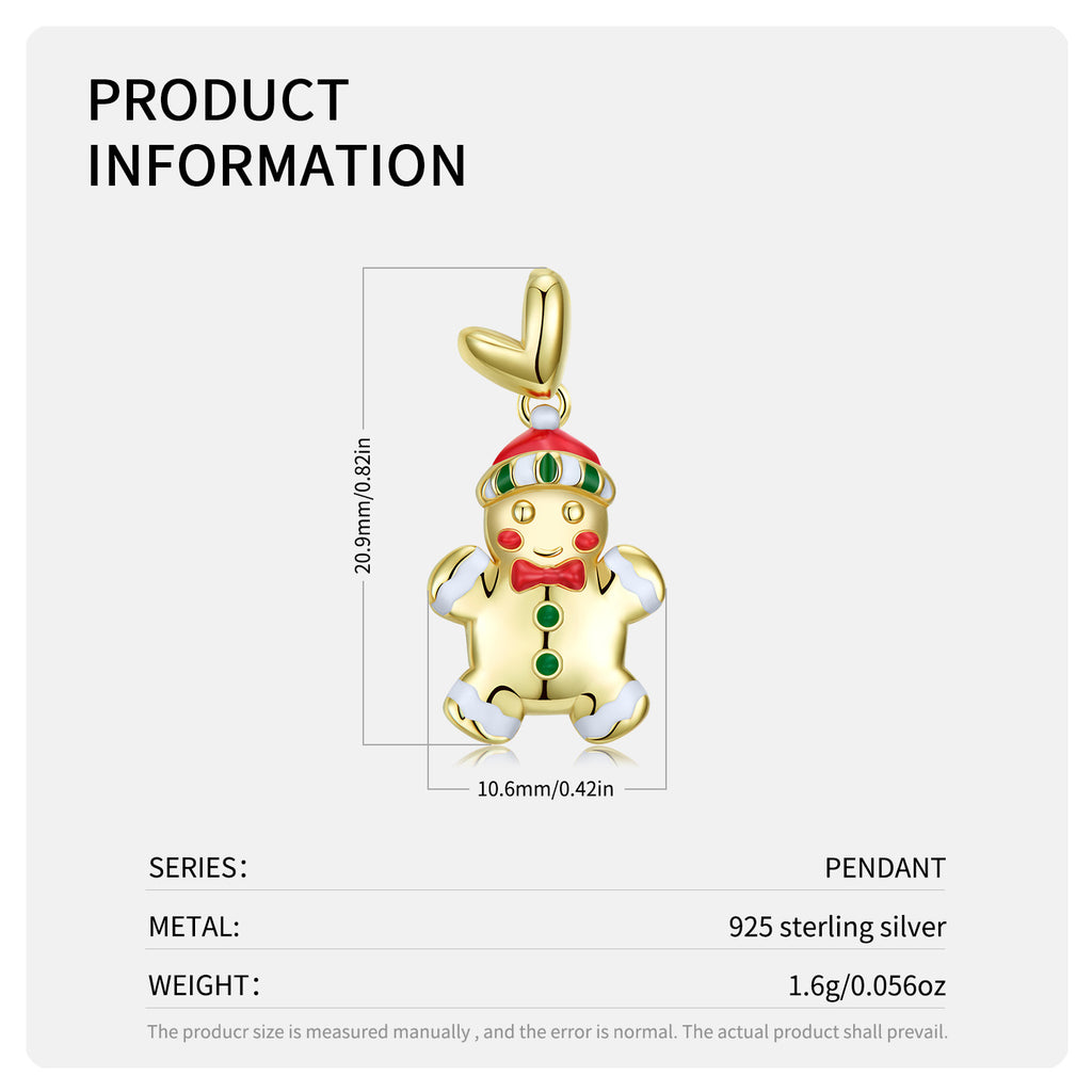 Sweet Charm – 925 Silver 14K Gold Gingerbread Man Luxury Necklace