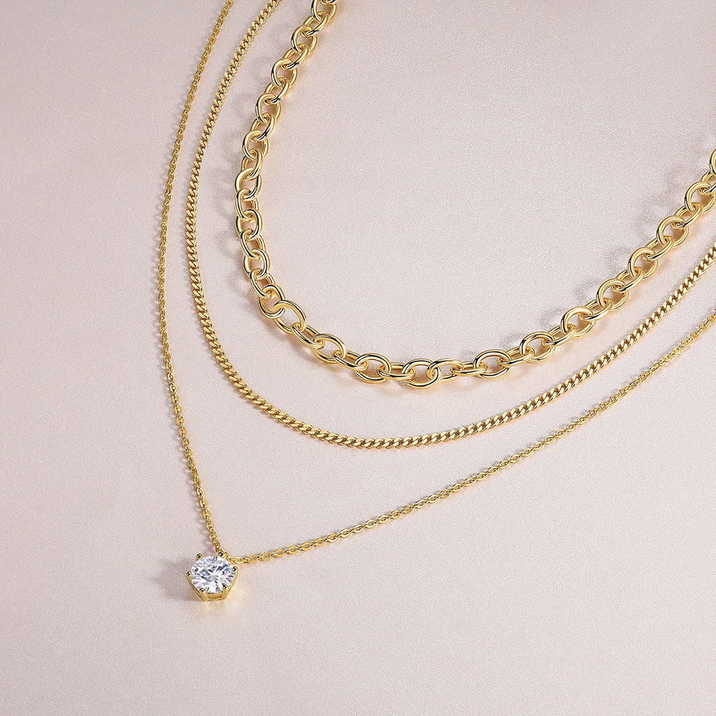 Moissanite Pendant Necklace – 2 Carat | Gold-Plated Sterling Silver