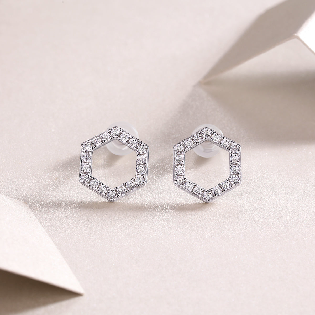 Moissanite Stud Earrings — S925 Silver with Platinum Coating