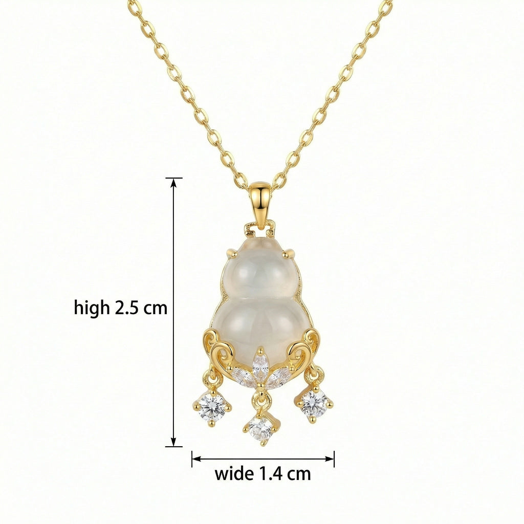 The Fortune Pendant — White Chalcedony Wu Lou | Gold-Tone S925