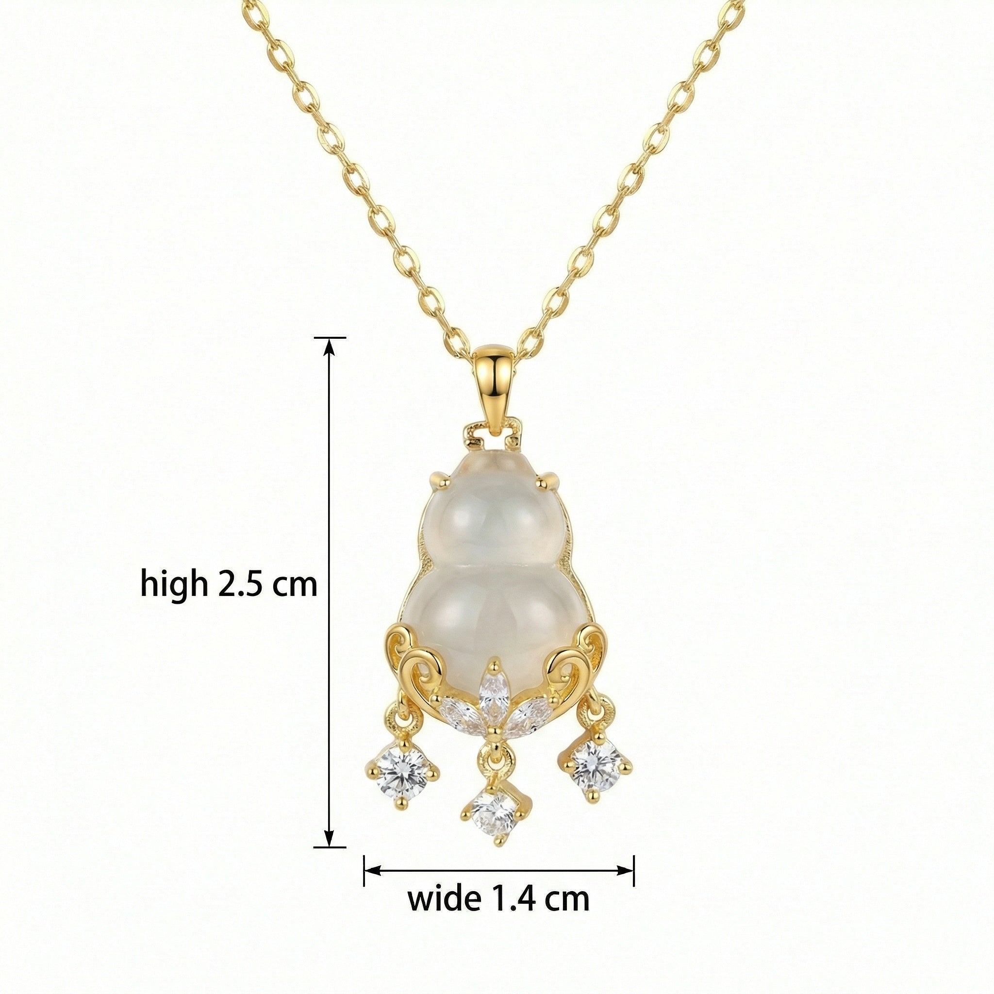The Fortune Pendant — White Chalcedony Wu Lou | Gold-Tone S925