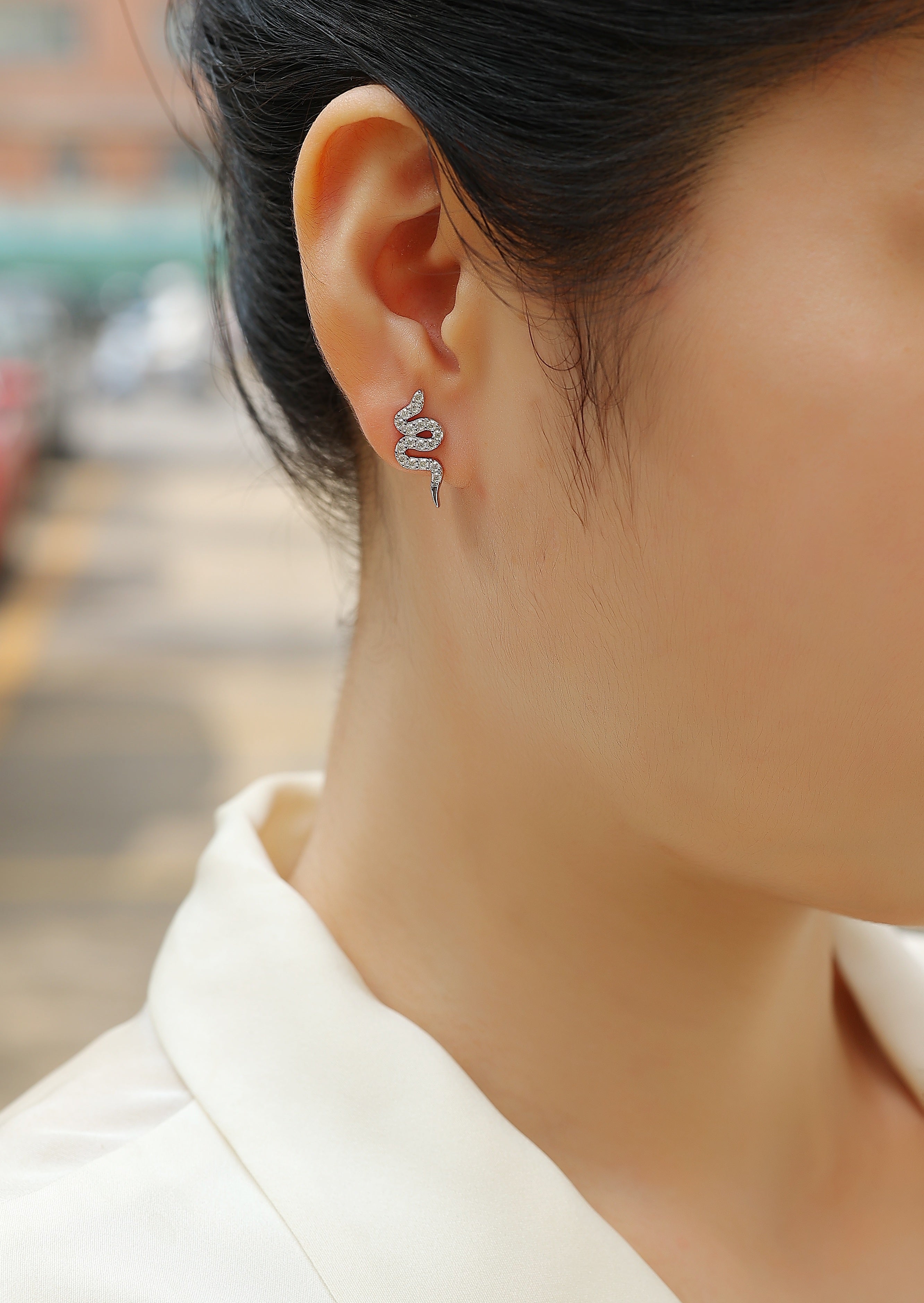 Silver Serpent — Moissanite Stud Earrings Set | S925 Platinum-plated Silver