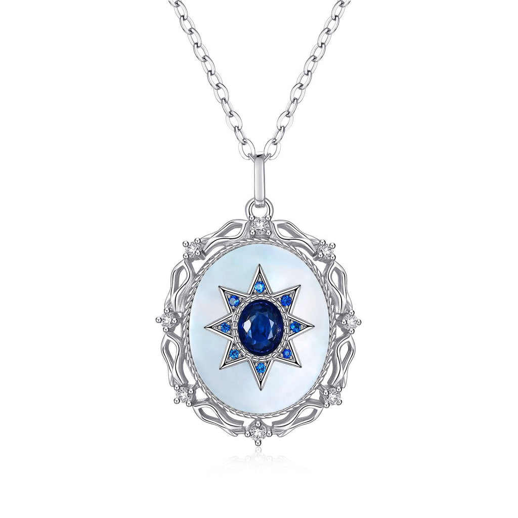 925 Sterling Silver Natural Sapphire Platinum Gold Luxury Pendant Necklace