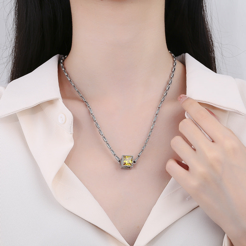 Dual Luxe – 925 Sterling Silver Double Color Cubic Zircon Statement Necklace