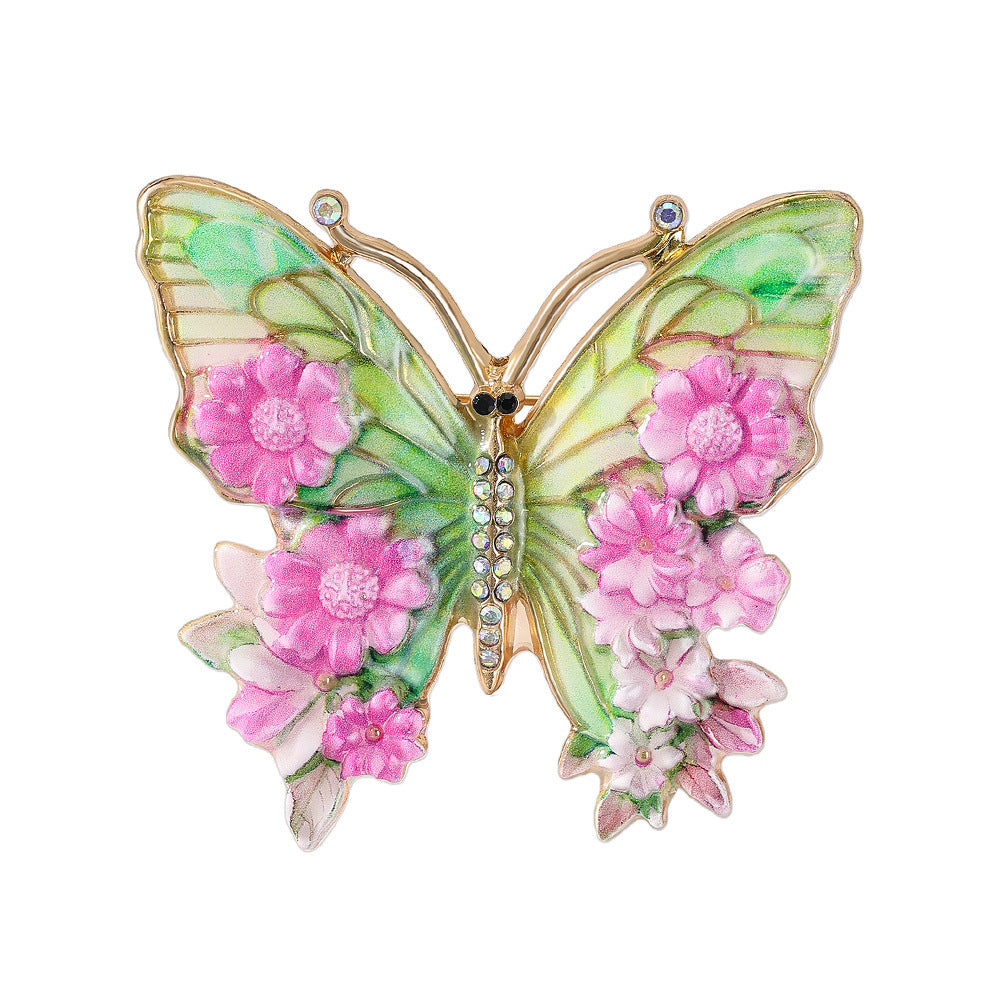 Diamond-Set Butterfly Brooch — Enamel Luxury Pin