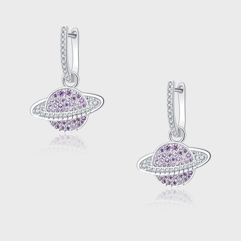 Star Dust – 925 Sterling Silver Purple Zircon Geometric Luxury Stud Earrings