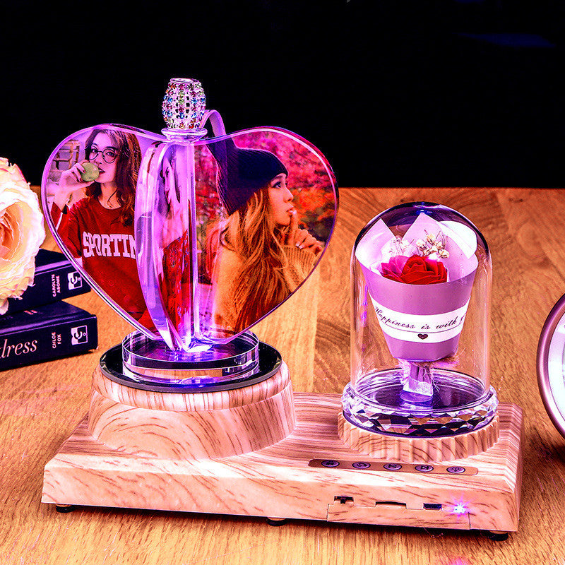 Crystal Music Lamp & Rose Gift Set — Romantic Luxury Collection