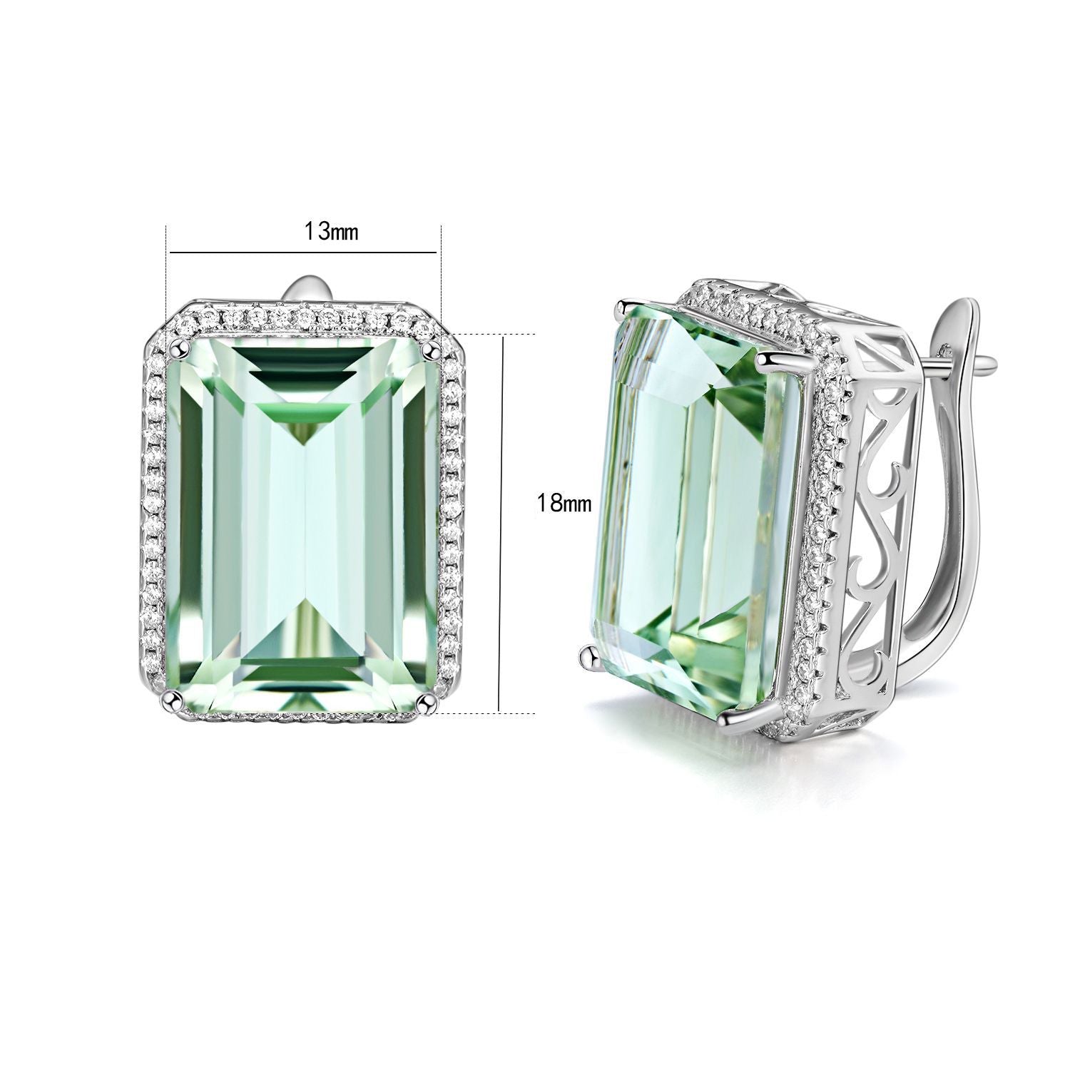 Natural Green Crystal 20.65ct Geometric 925 Sterling Silver Luxury Earrings