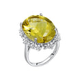 Natural Citrine Lemon Crystal 16x22mm Geometric 925 Sterling Silver Luxury Ring
