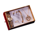 5-Piece Luxury Jewelry Set – Watch, Bracelet, Necklace, Earrings & Ring Gift Box