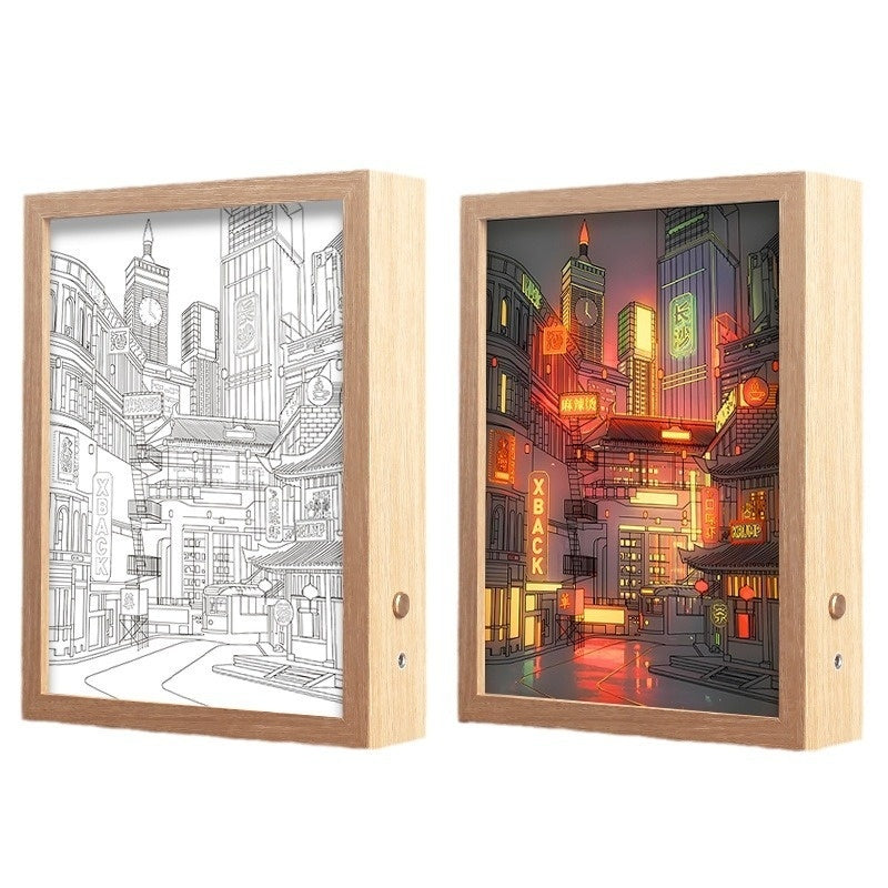 LED Night Light Painting — USB Illuminated Wall Art