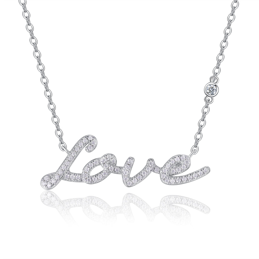 Moissanite Pendant Necklace – Platinum-Plated Sterling Silver | Minimalist Luxury