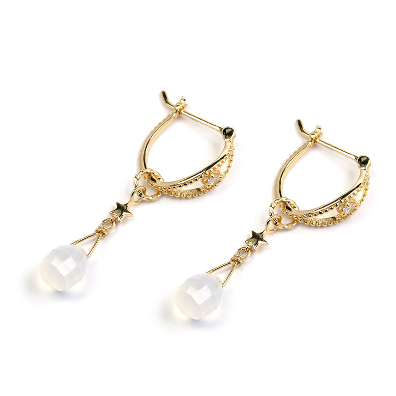Blanche Chalcedony Star Earrings