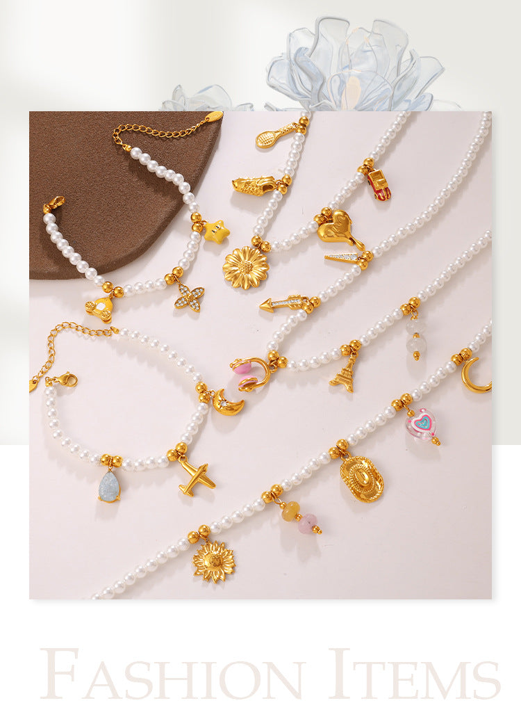 Perle — White Bead Pendant Bracelet & Necklace
