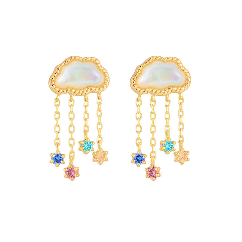 Cloud Butterfly – Sterling Silver Korean Style White Bell Butterfly Luxury Earrings
