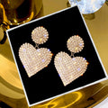 Full Diamond Love Earrings | Gold & Silver Luxury Pearl Stud Earrings for Women