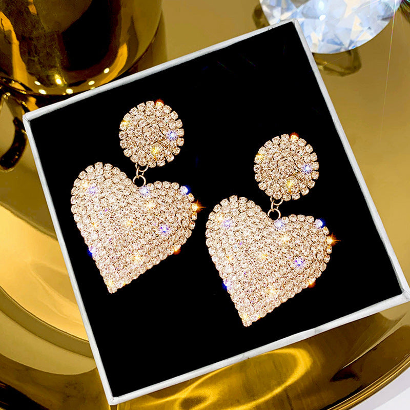 Full Diamond Love Earrings | Gold & Silver Luxury Pearl Stud Earrings for Women