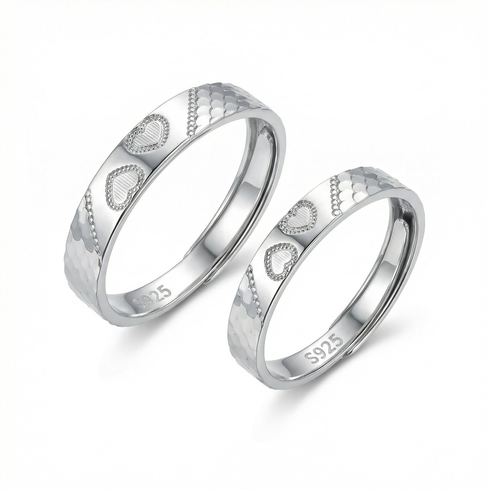 Couple Rings | S925 Sterling Silver | Heart & Dragon Scale Design