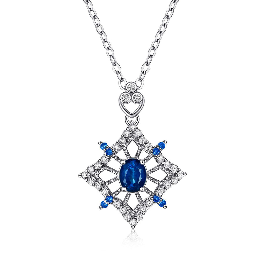 Sapphire Bloom – 925 Silver Platinum Gold Natural Sapphire Flower Luxury Necklace