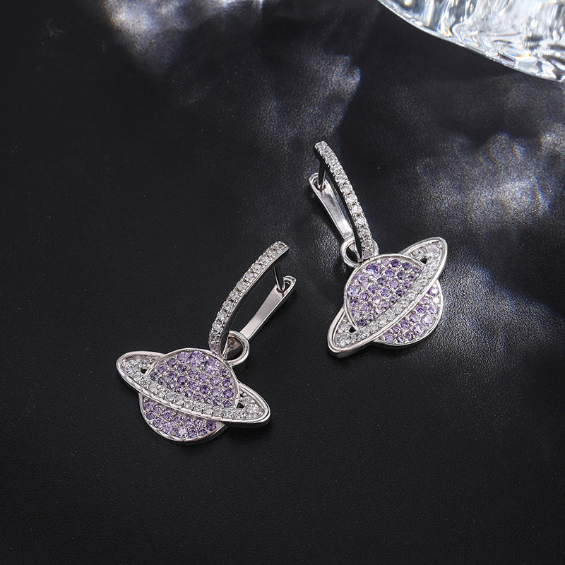 Star Dust – 925 Sterling Silver Purple Zircon Geometric Luxury Stud Earrings