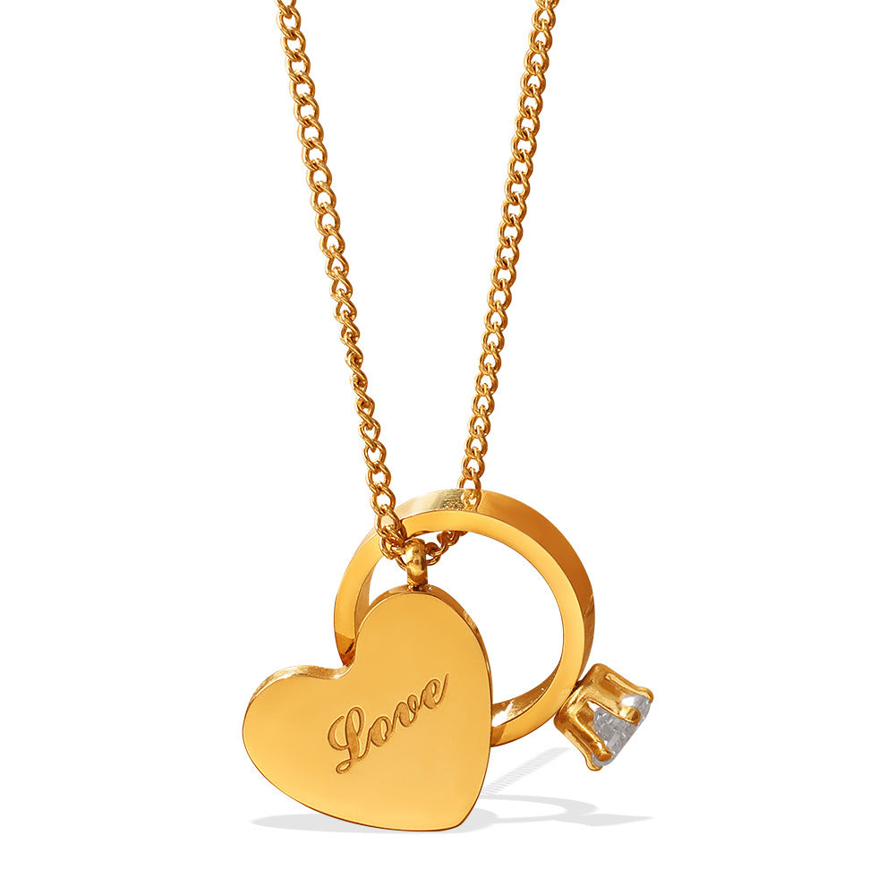 Amour — Gold Heart Double Pendant Necklace