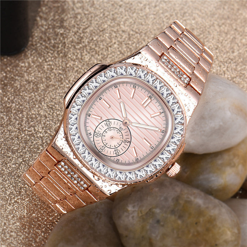 Diamond Style Men's Watch – Water-Resistant | Black, Silver, Rose Gold & Two-Tone