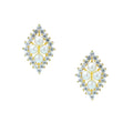 Diamond Pearl – Sterling Silver Retro Geometric Diamond Shape Pearl Luxury Stud Earrings
