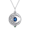 Lunar Sapphire – 925 Silver Platinum Gold Rotating Moon Natural Sapphire Luxury Necklace