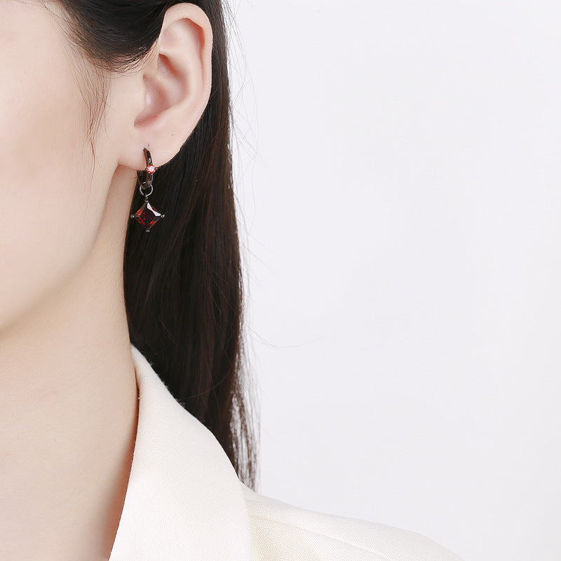 Black Gold Micro-Encrusted Geometric 925 Sterling Silver Luxury Earrings