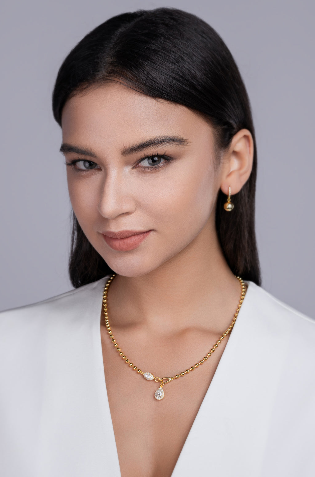 Twilight Orchid — Pear-cut Moissanite Pendant Necklace | S925 Gold-plated Silver